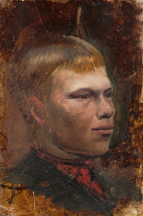 Štúdia hlavy dedinského parobka, 1880, László Mednyánszky