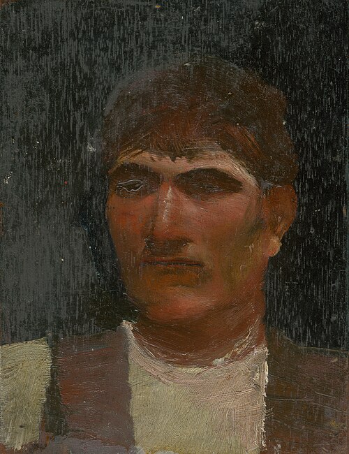 Head Study of a Seated Lad, 1890, László Mednyánszky