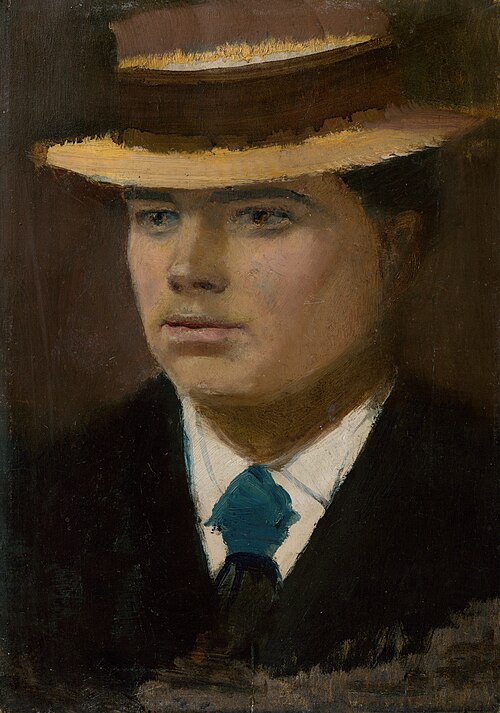 Young Man in a Straw Hat, 1900, László Mednyánszky