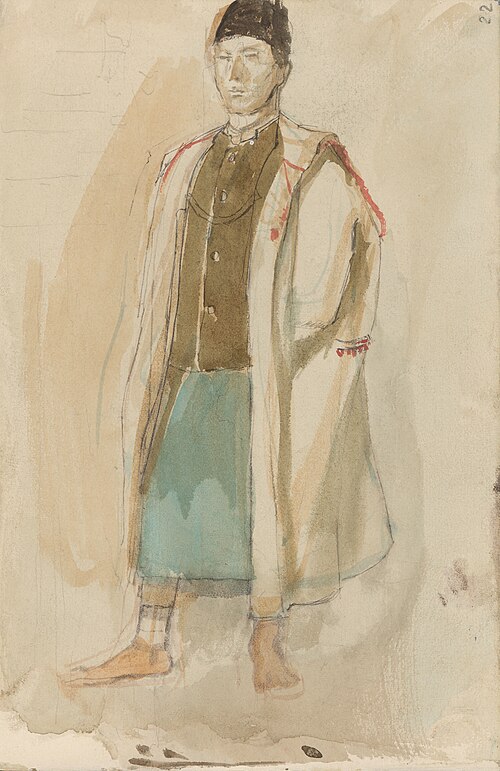 Štúdia stojaceho muža v ľudovom odeve, 1885, László Mednyánszky