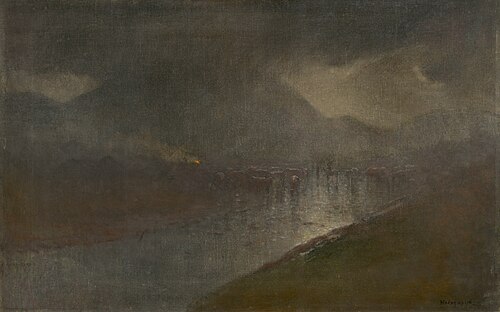 Súmrak v údolí rieky Poprad, 1878, László Mednyánszky
