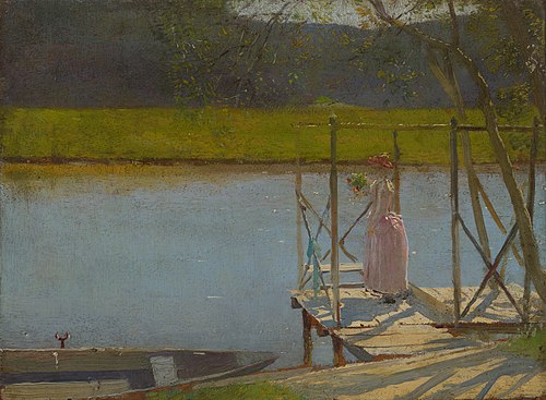 Dáma pri člnkoch, 1875, László Mednyánszky