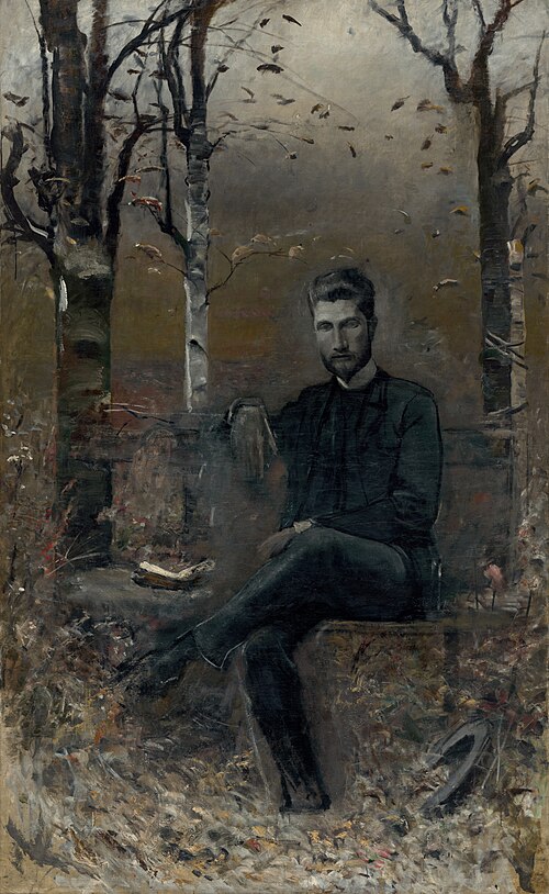Zsigmond Justh in the park, 1889, László Mednyánszky