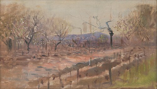 Jarná krajina (Jar v ovocnom sade), 1893, László Mednyánszky