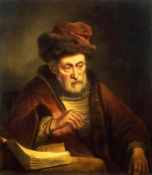 Old Man holding a Pair of Spectacles, 1668, Godfrey Kneller