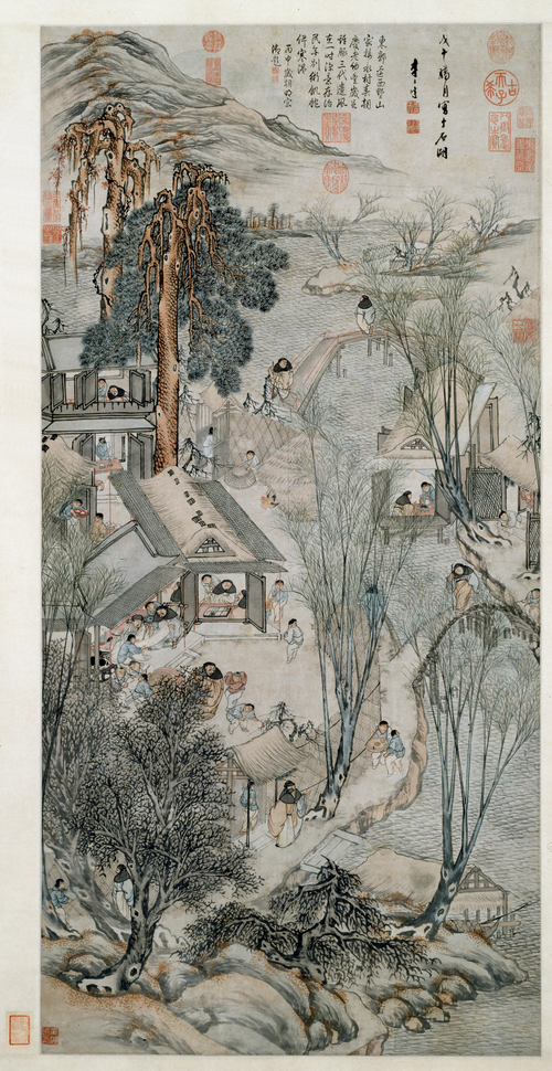 李士达岁朝村庆图轴, , Li Shida