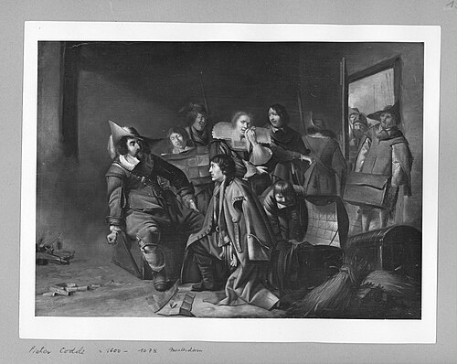 Travellers interrogated by an offiece, 1624, Pieter Codde
