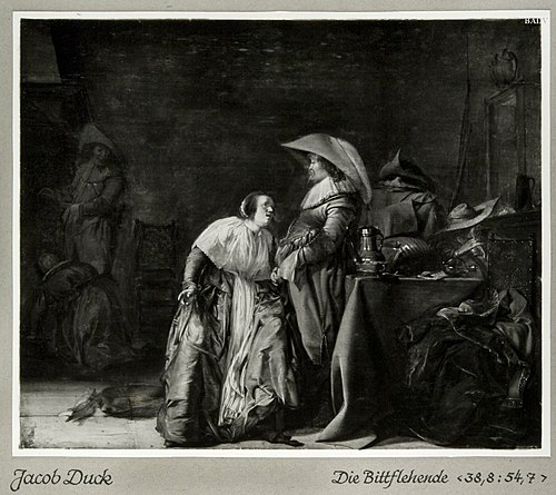 Eine Gefangene kniet vor einem Offizier, 1624, Pieter Codde