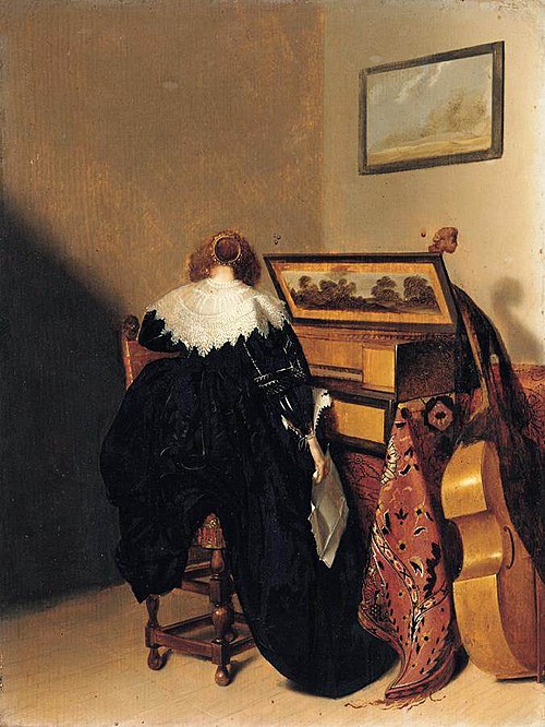 Femme au virginal tenant une lettre, 1635, Pieter Codde