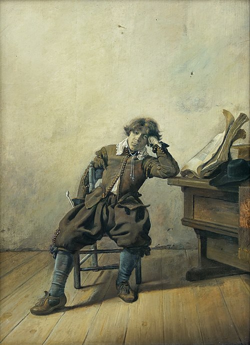 Jeune fumeur de pipe délaissant l'étude, 1633, Pieter Codde