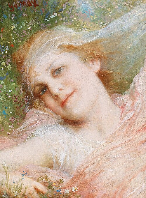 A Girl in the Meadow, 1915, Gabriel von Max