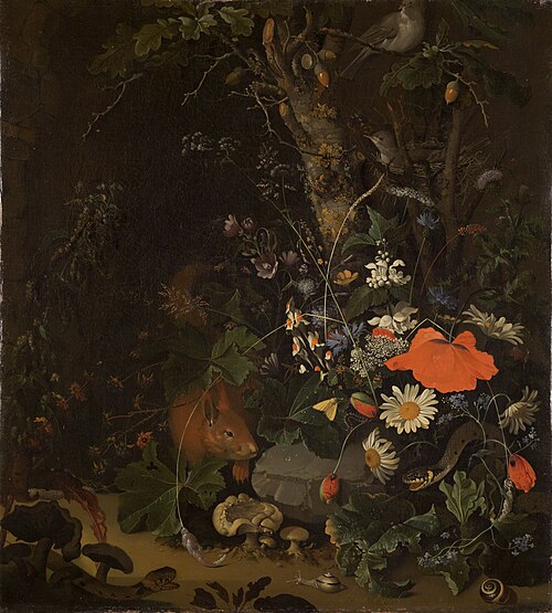 Forest still life with squirrel, 1685, Anna Ruysch