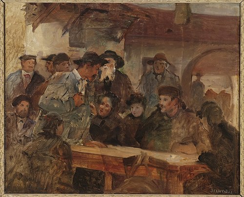 De bijeenkomst (de bespreking)., 1900, Jean-François Raffaëlli