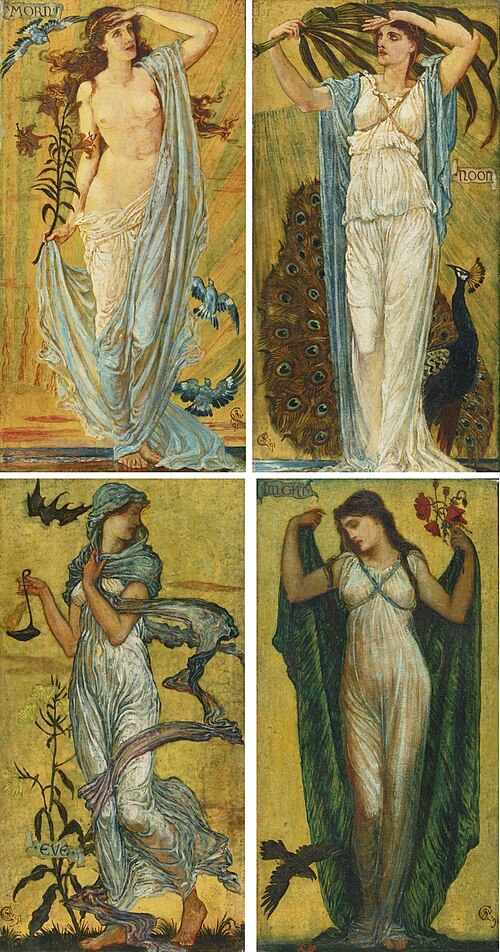 Morn; Noon; Eve; Night, 1891, Walter Crane