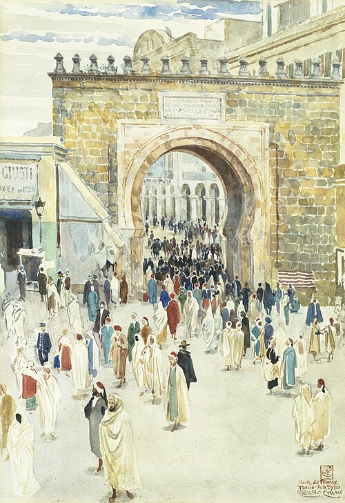 Porte de France Tunis, 1910, Walter Crane