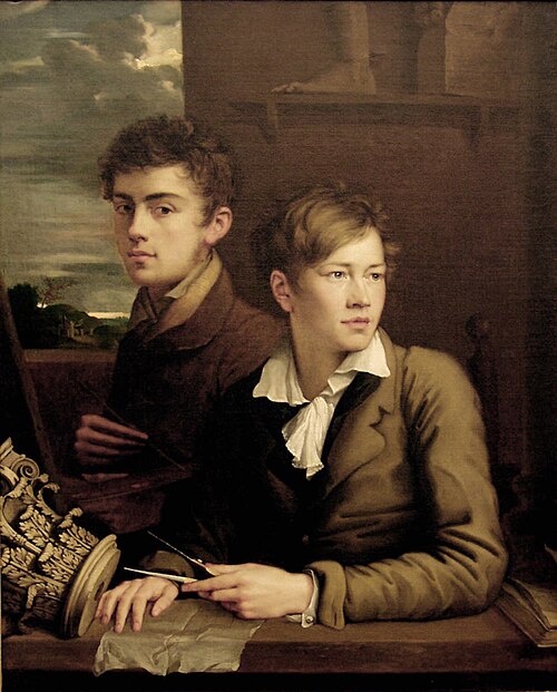Self-Portrait with Johann Peter Weyer, 1813, Carl Joseph Begas