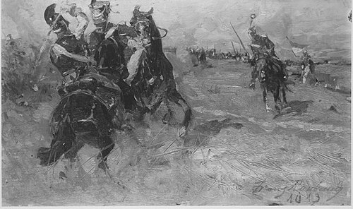 Gefecht zwischen russischen und polnischen Kavalleristen, 1900, Franz Roubaud