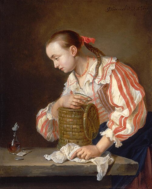Junge Frau mit Korb, 1677, Jacob Toorenvliet