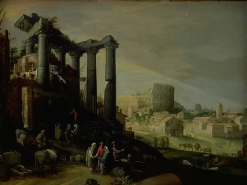 Landscape with a View of Campo Vaccino in Rome, 1609, Guilliam van Nieulandt (II)