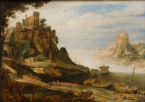 Coast Landscape with the so-called Temple of Sibyl at Tivoli, , Guilliam van Nieulandt (II)