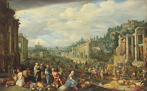 Ansicht des Campo Vaccino in Rom (Aufbruch der Israeliten aus Ägypten), 1612, Guilliam van Nieulandt (II)