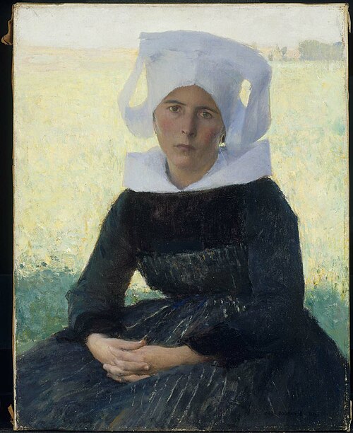 Woman in Breton Costume Seated in a Meadow, 1887, Pascal Dagnan-Bouveret