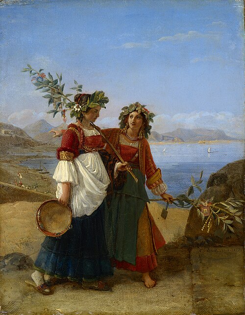 Dies palmarum, two Neapolitan girls returning from the festival, 1823, Léopold Robert
