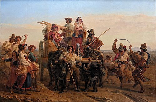 L'Arrivée des moissonneurs dans les marais Pontins, 1830, Léopold Robert