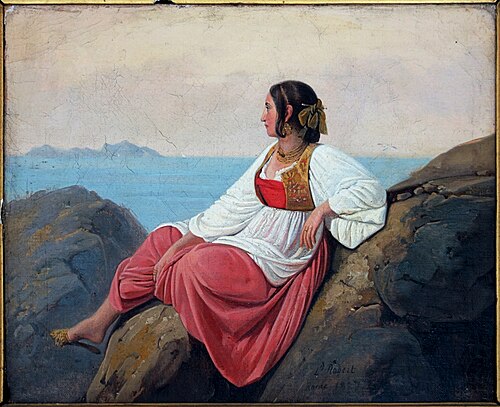 Jeune italienne assise sur les rochers à Capri, 1827, Léopold Robert
