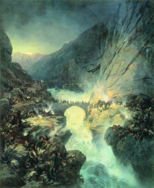 Crossing Over Devil's Bridge on 14 September 1799, 1857, Alexander von Kotzebue