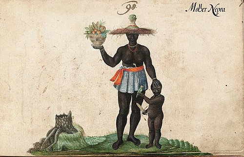 Molher Negra - Black woman with child and basket, 1641, Zacharias Wagner
