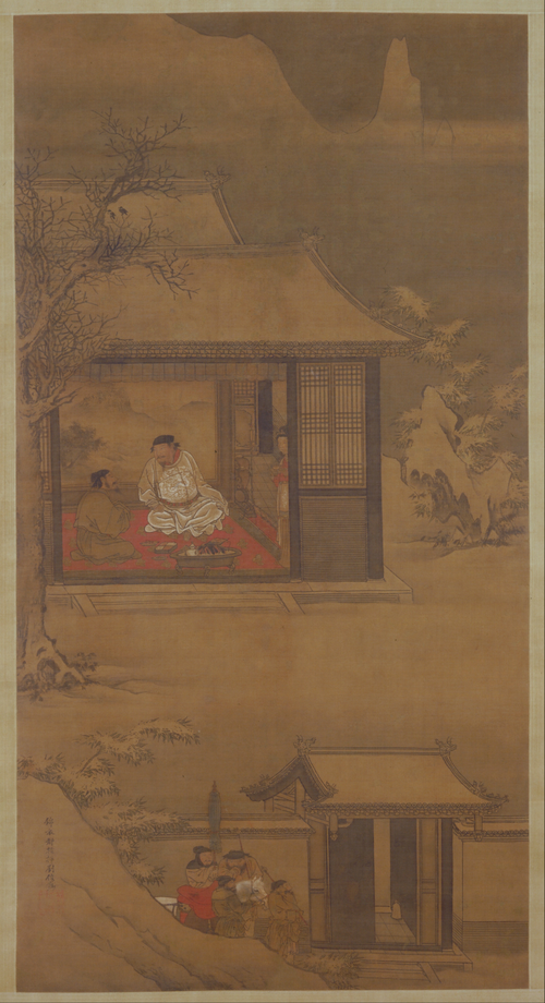 刘俊雪夜访普图轴, , Liu Jun