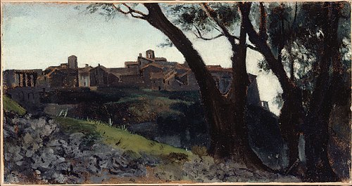 Paysage d'Italie. Village au crépuscule, 1859, Jean-Jacques Henner