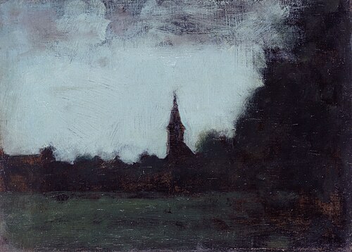 Paysage d'Alsace, le clocher de Bernwiller, 1890, Jean-Jacques Henner