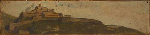 Paysage d'Italie, village fortifié sur la colline, 1861, Jean-Jacques Henner