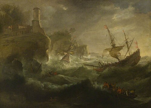 Ships Foundering off a Rocky Coast, , Pieter Mulier le Jeune