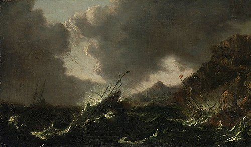 Ein Seesturm mit Schiffen, , Pieter Mulier le Jeune