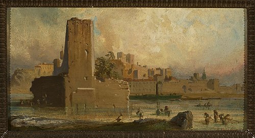 Vue sur le port à Avignon, 1840, Teofil Kwiatkowski