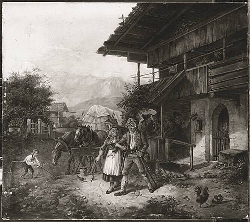 Bauernpaar vor der Schänke (Umkreis), 1826, Lorenzo Quaglio the Younger