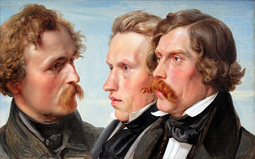Die Maler Carl Friedrich Lessing, Carl Ferdinand Sohn und Theodor Hildebrandt, 1839, Julius Hübner