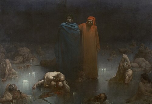Dante et Virgile dans le neuvième cercle de l'Enfer, 1861, Gustave Doré