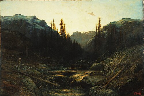 Stream in Mountains at Dusk, , Gustave Doré