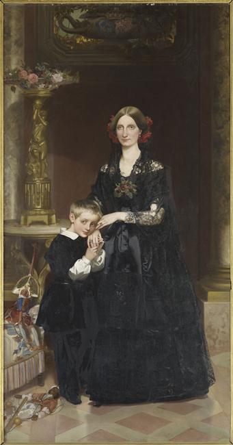 La Duchesse d'Aumale et son fils le prince de Condé, 1851, Victor Mottez