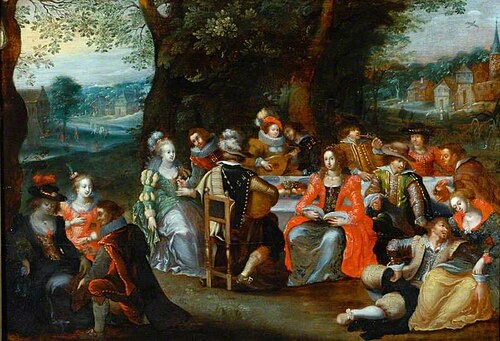 Banqueting Scene in the Open Air, , Louis de Caullery