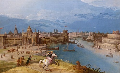 Sémiramis chassant le lion aux portes de Babylone, 1597, Louis de Caullery