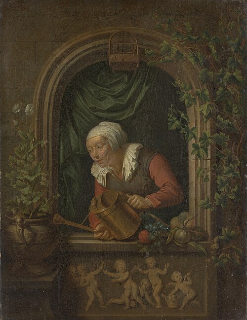 Woman Watering a Plant, 1750, Louis de Moni