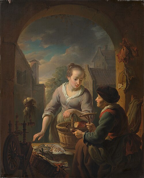 Fish seller at night, 1742, Louis de Moni