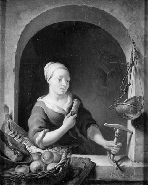 Girl with a Distaff, 1742, Louis de Moni