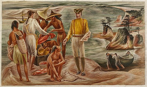 Capt. Gray Entering Tillamook Bay (mural study, Tillamook, Oregon Post Office), 1938, Lucia Wiley