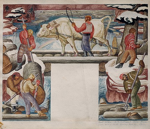(Study for mural, International Falls, Minnesota Post Office), 1938, Lucia Wiley
